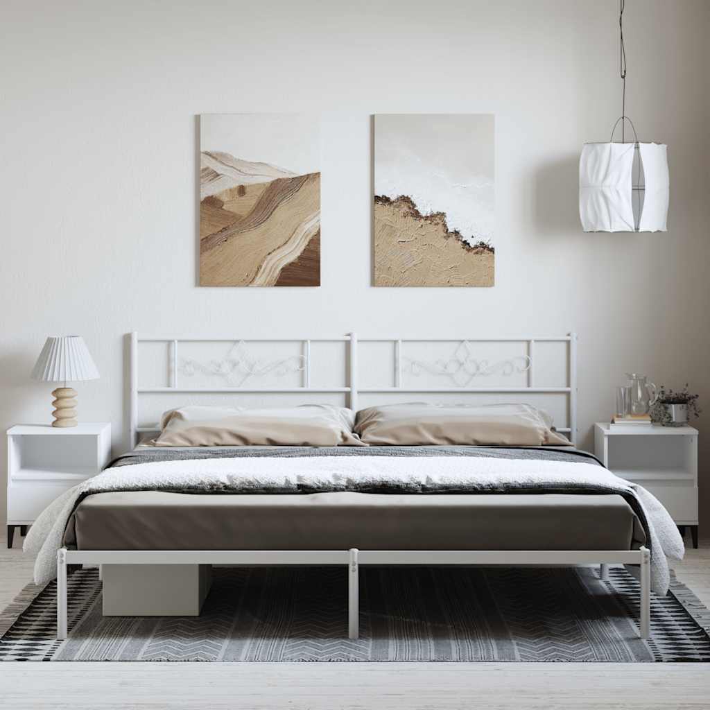 Metalni okvir za krevet s uzglavljem bijeli 193x203 cm