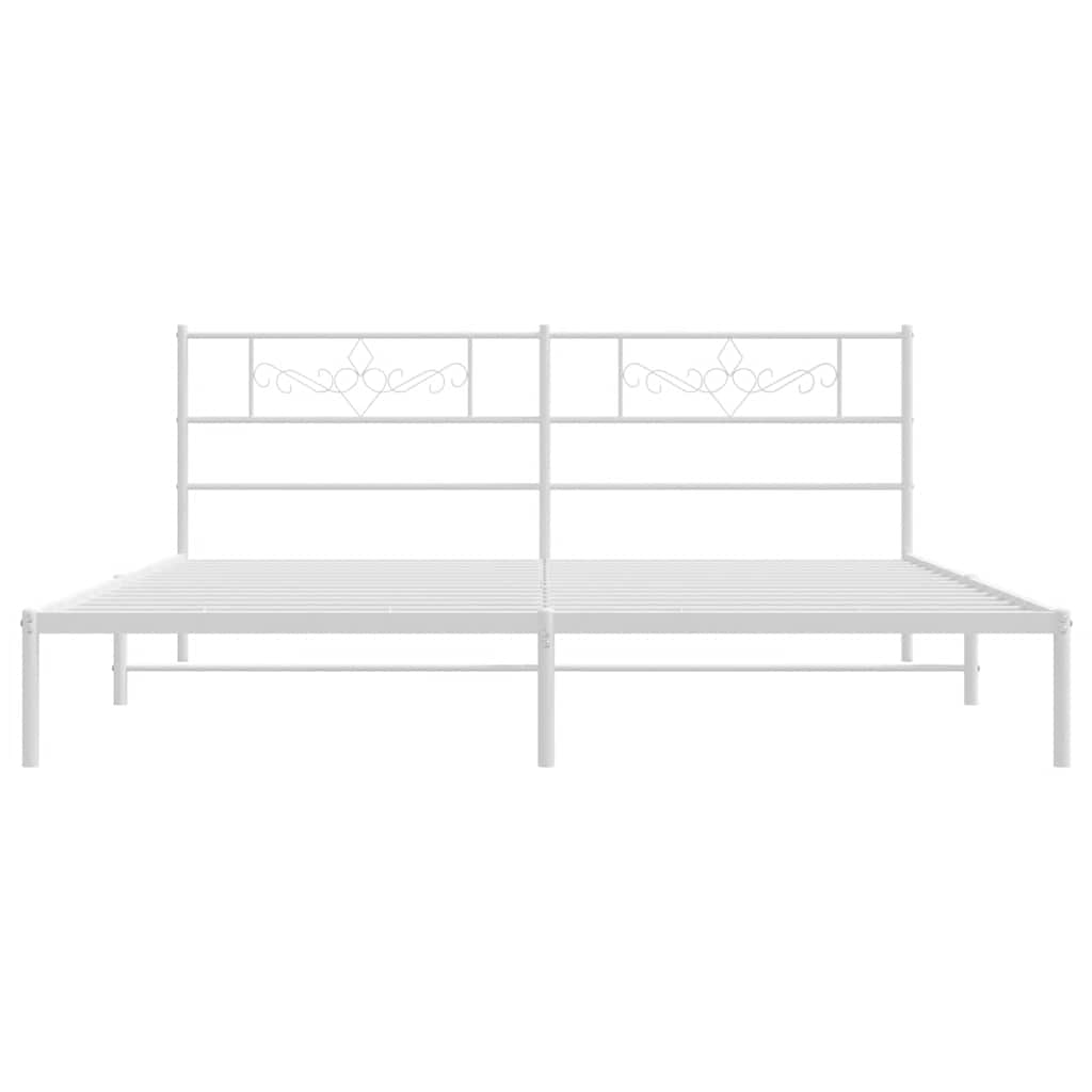 Metalni okvir za krevet s uzglavljem bijeli 193x203 cm