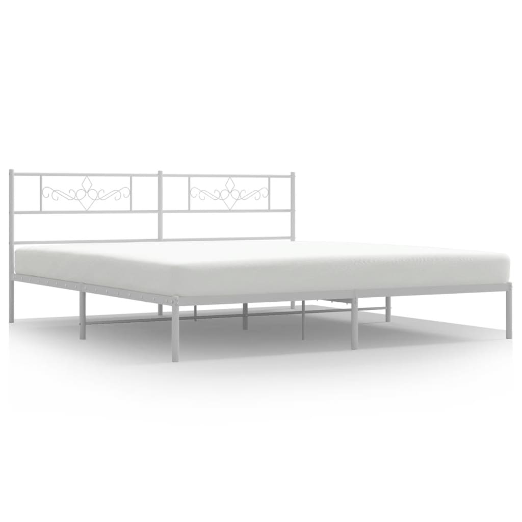 Metalni okvir za krevet s uzglavljem bijeli 200x200 cm