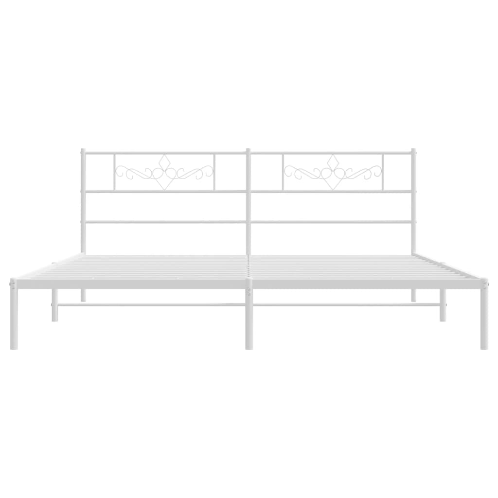 Metalni okvir za krevet s uzglavljem bijeli 200x200 cm