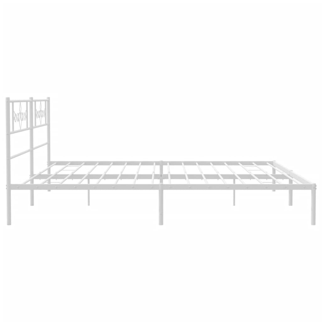 Metalni okvir za krevet s uzglavljem bijeli 200x200 cm