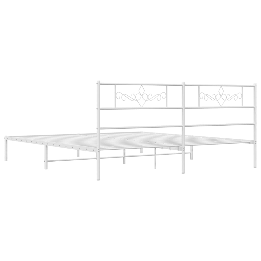 Metalni okvir za krevet s uzglavljem bijeli 200x200 cm