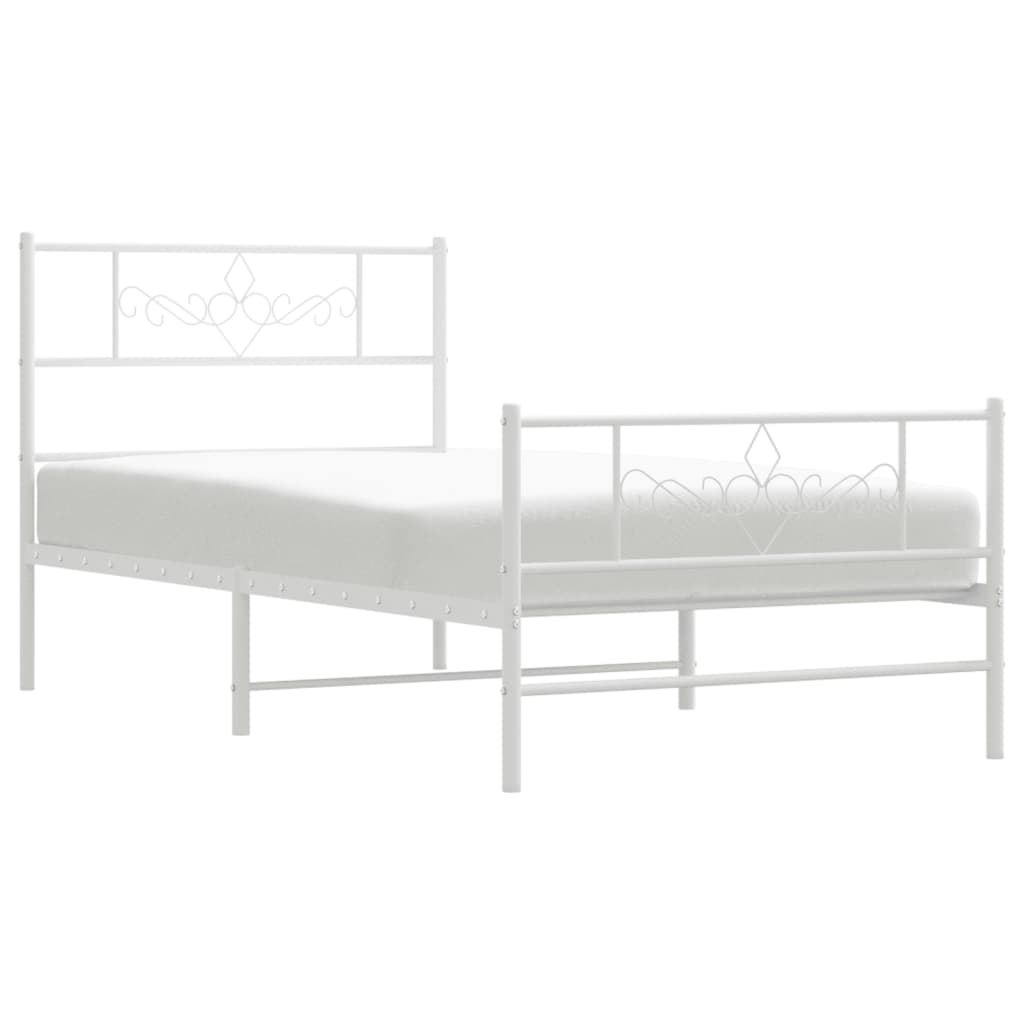 Metalni okvir kreveta uzglavlje i podnožje bijeli 75x190 cm