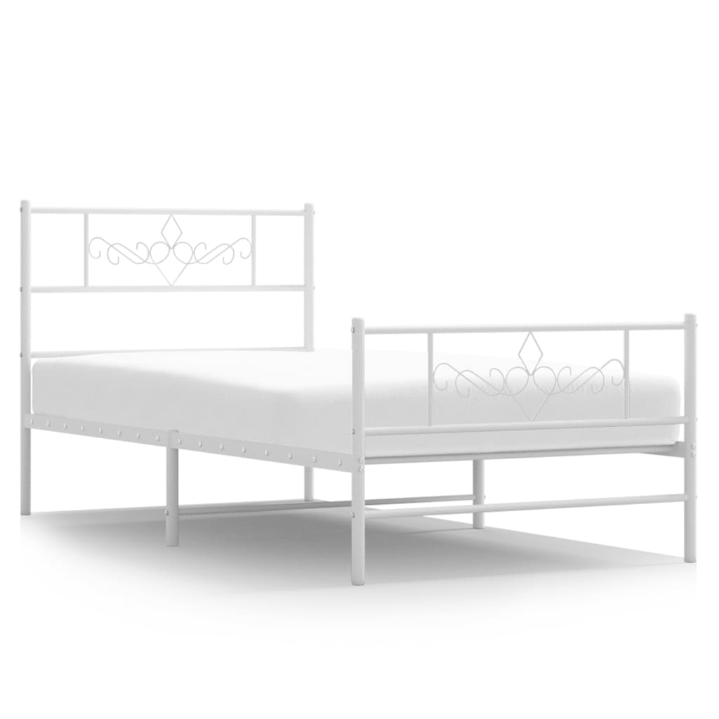 Metalni okvir kreveta uzglavlje i podnožje bijeli 107x203 cm