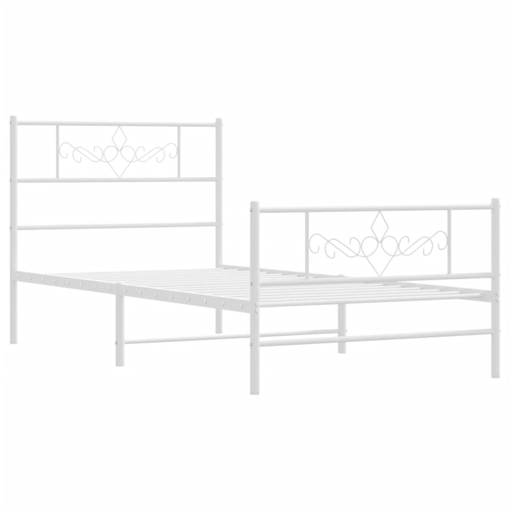 Metalni okvir kreveta uzglavlje i podnožje bijeli 107x203 cm