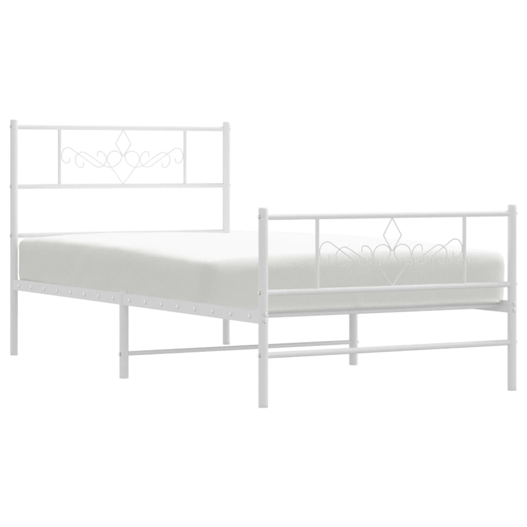 Metalni okvir kreveta uzglavlje i podnožje bijeli 107x203 cm