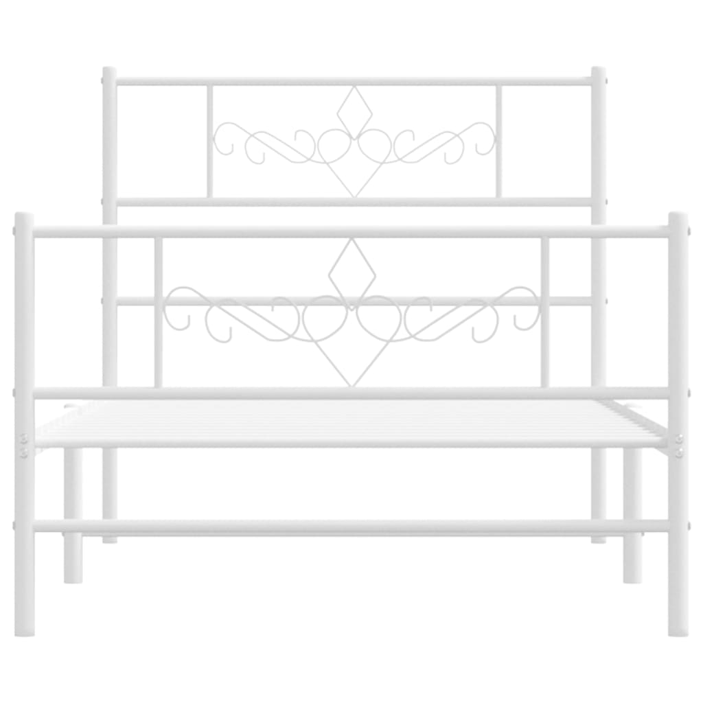 Metalni okvir kreveta uzglavlje i podnožje bijeli 107x203 cm