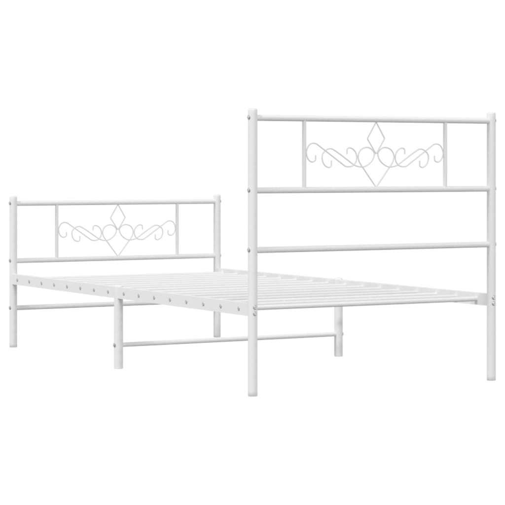 Metalni okvir kreveta uzglavlje i podnožje bijeli 107x203 cm