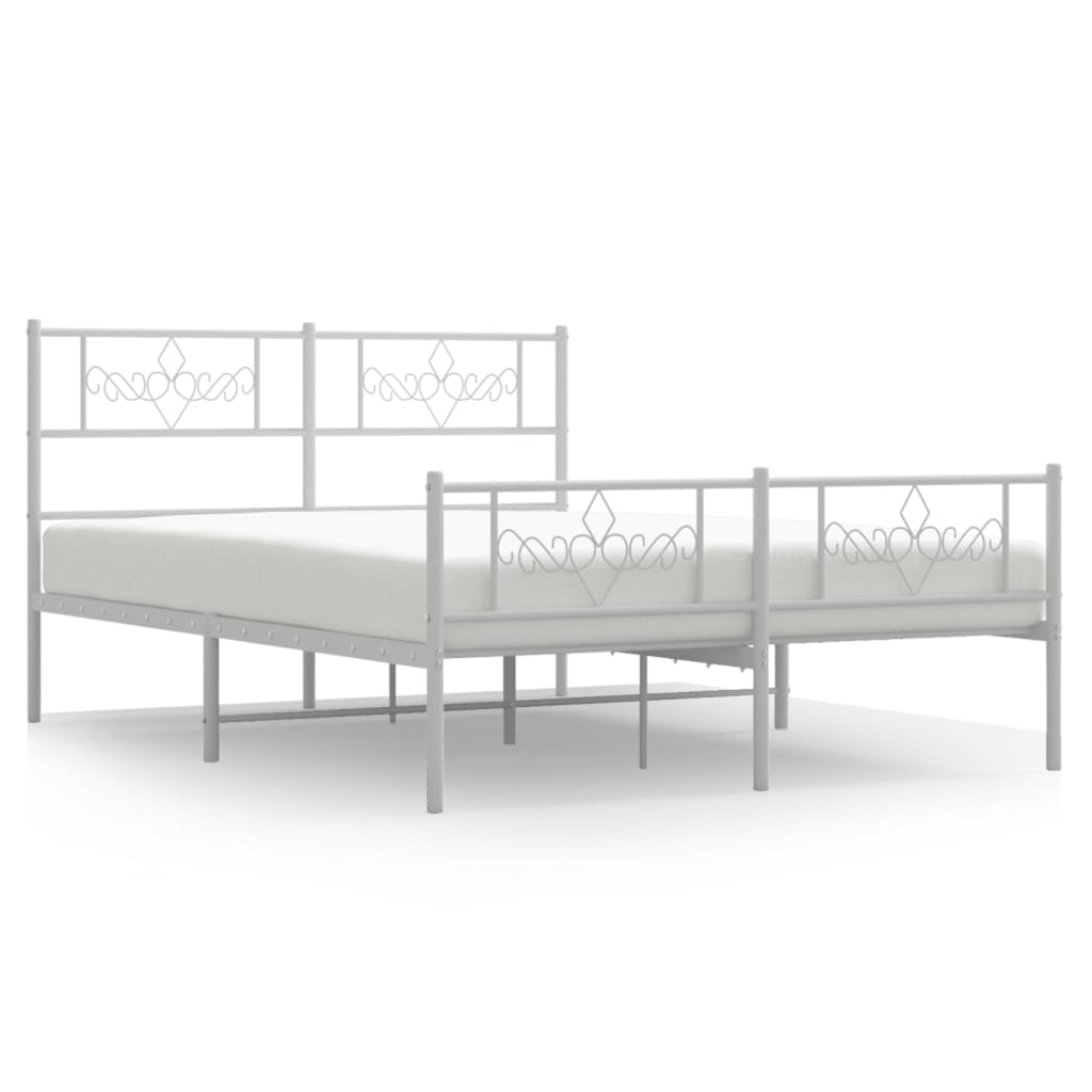 Metalni okvir kreveta uzglavlje i podnožje bijeli 120x190 cm