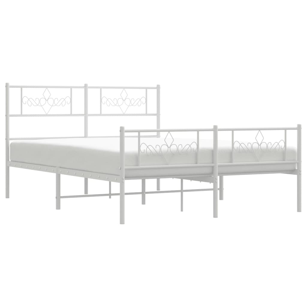 Metalni okvir kreveta uzglavlje i podnožje bijeli 120x190 cm