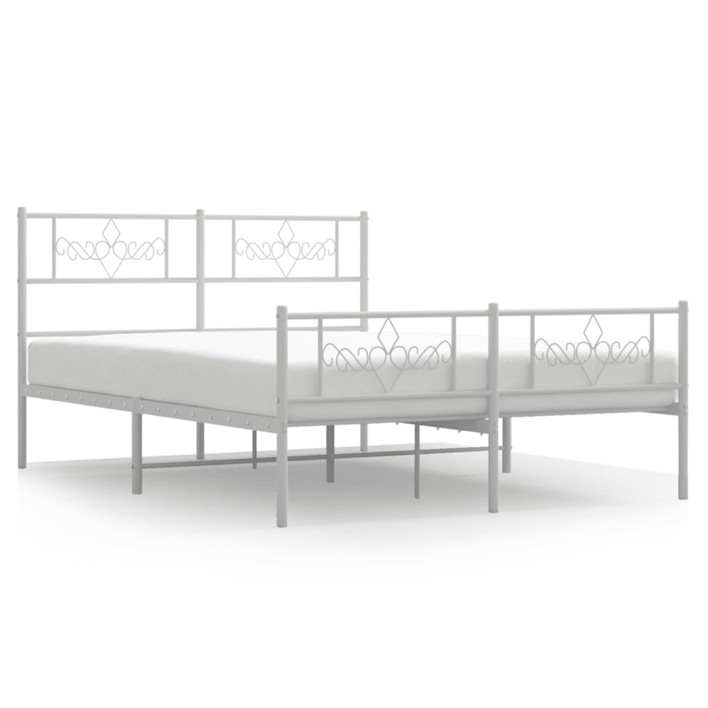 Metalni okvir kreveta uzglavlje i podnožje bijeli 120x200 cm