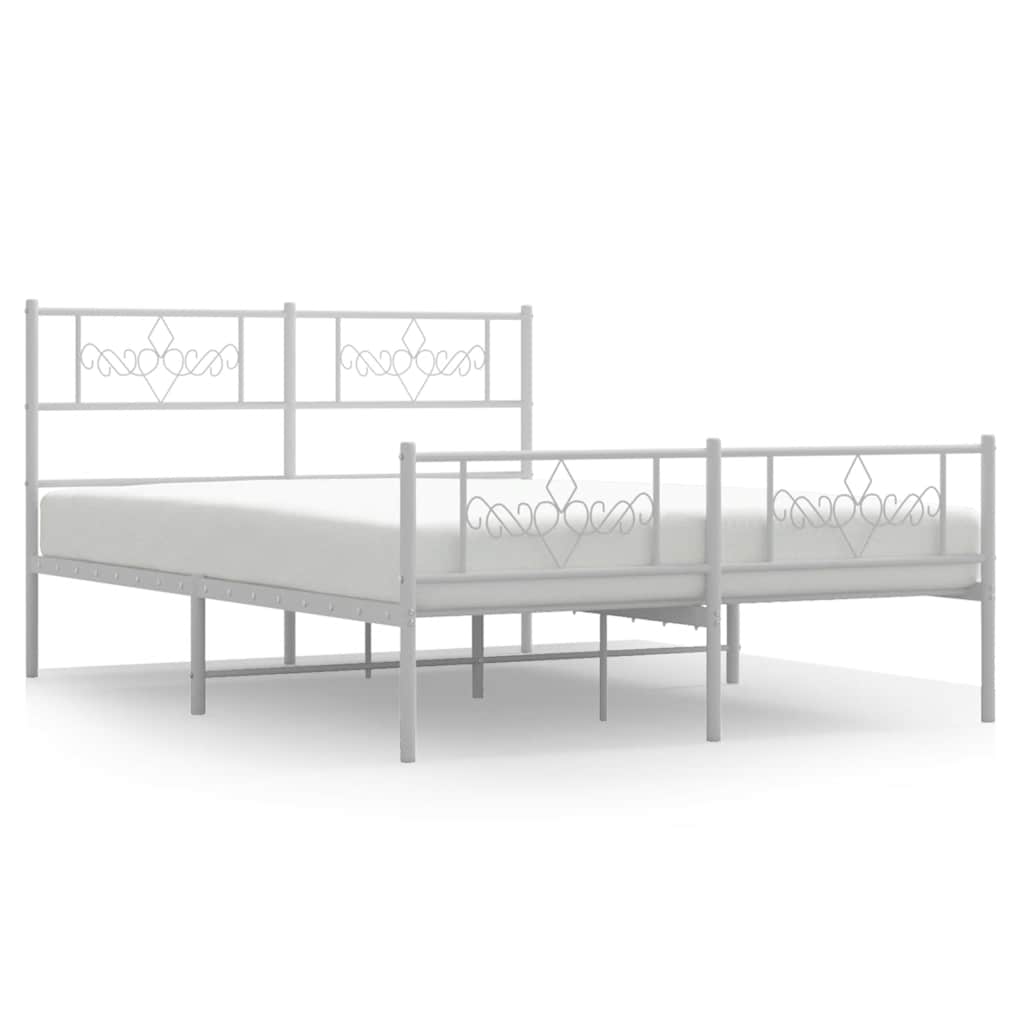 Metalni okvir kreveta uzglavlje i podnožje bijeli 135 x 190 cm