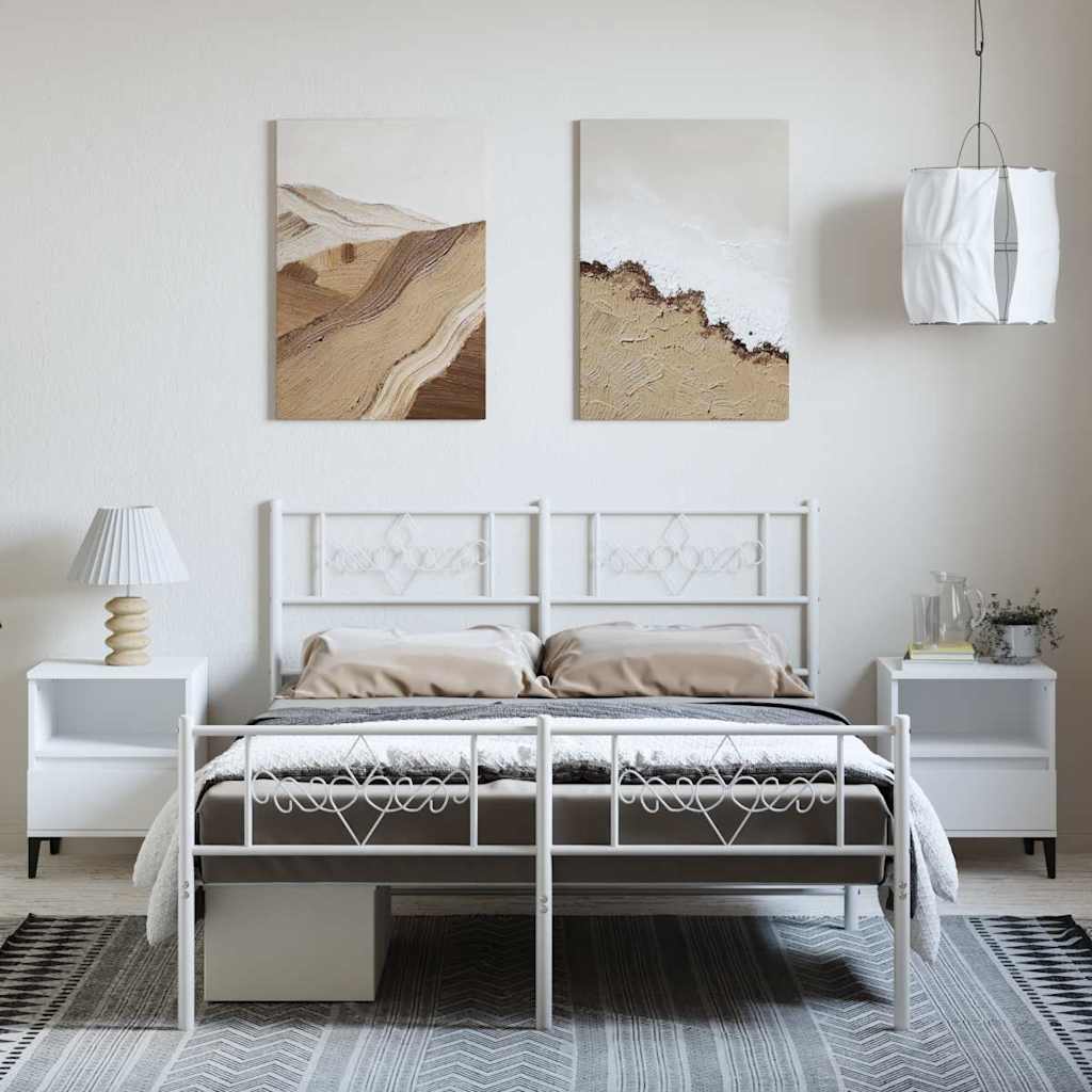 Metalni okvir kreveta uzglavlje i podnožje bijeli 135 x 190 cm