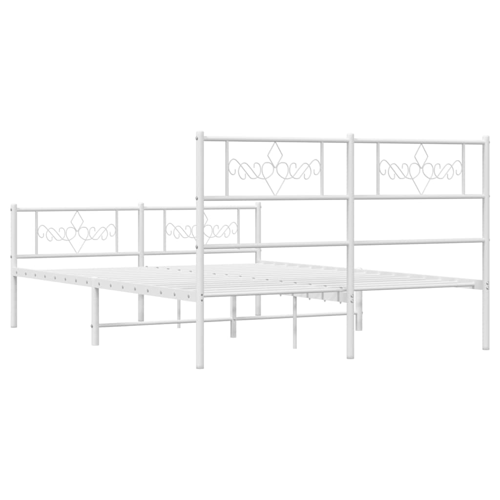 Metalni okvir kreveta uzglavlje i podnožje bijeli 135 x 190 cm