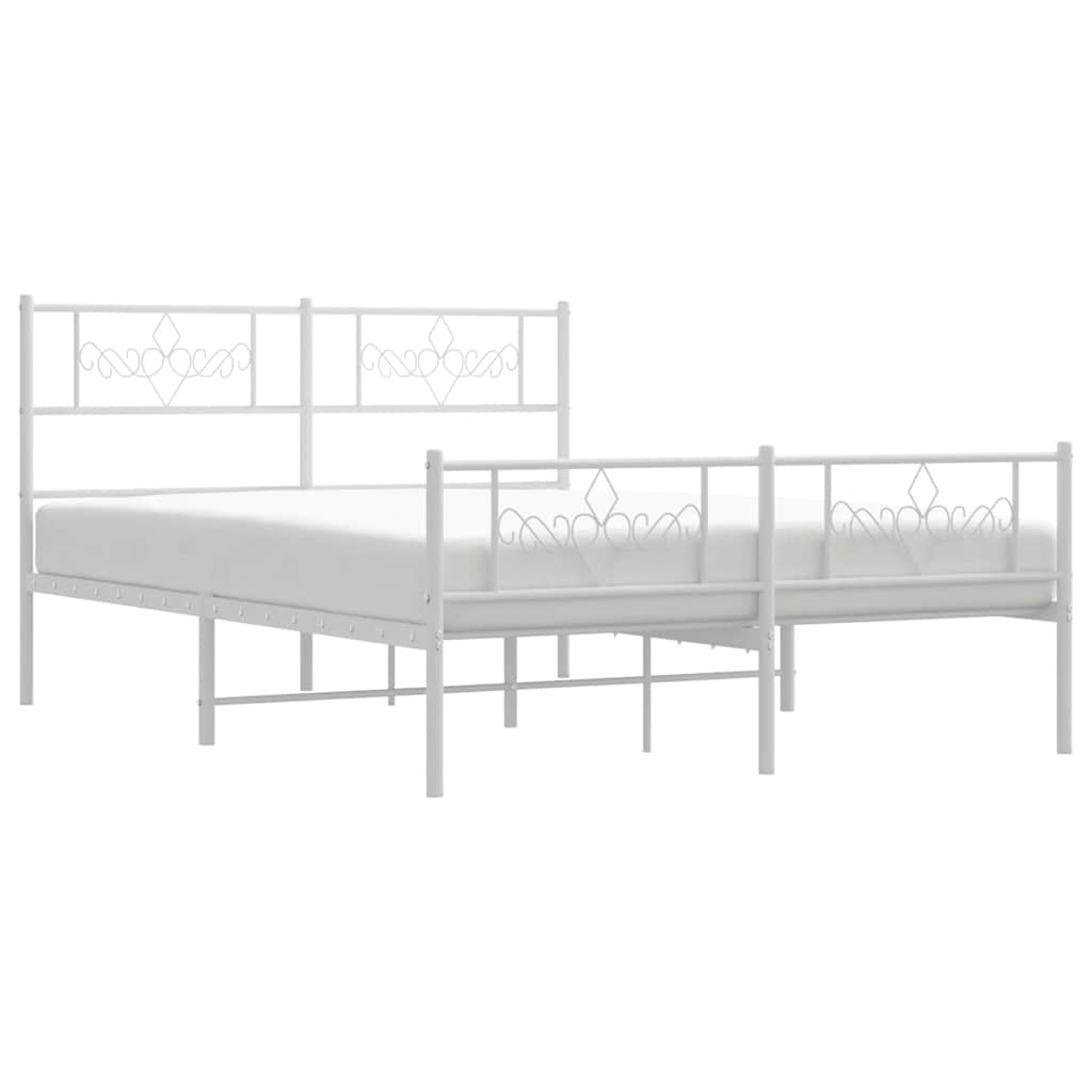 Metalni okvir kreveta uzglavlje i podnožje bijeli 140 x 190 cm