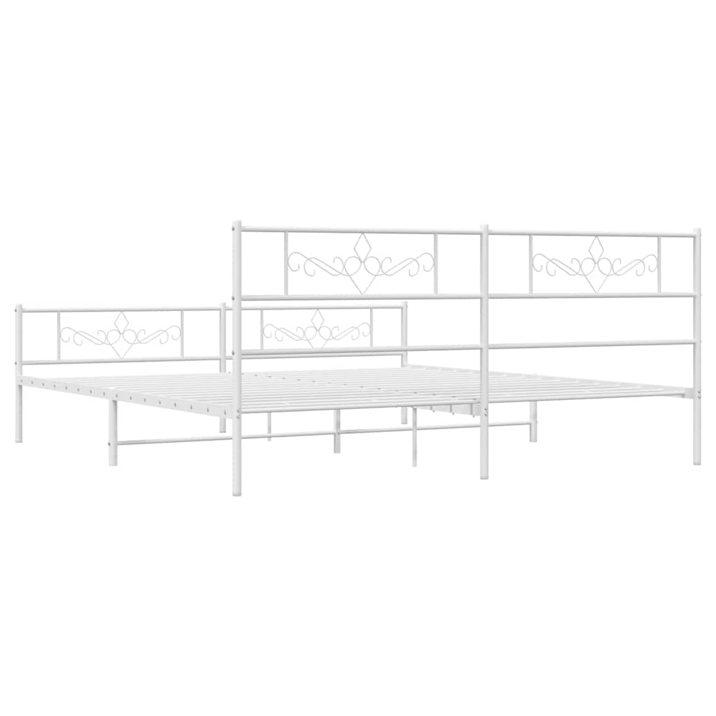 Metalni okvir kreveta uzglavlje i podnožje bijeli 183x213 cm