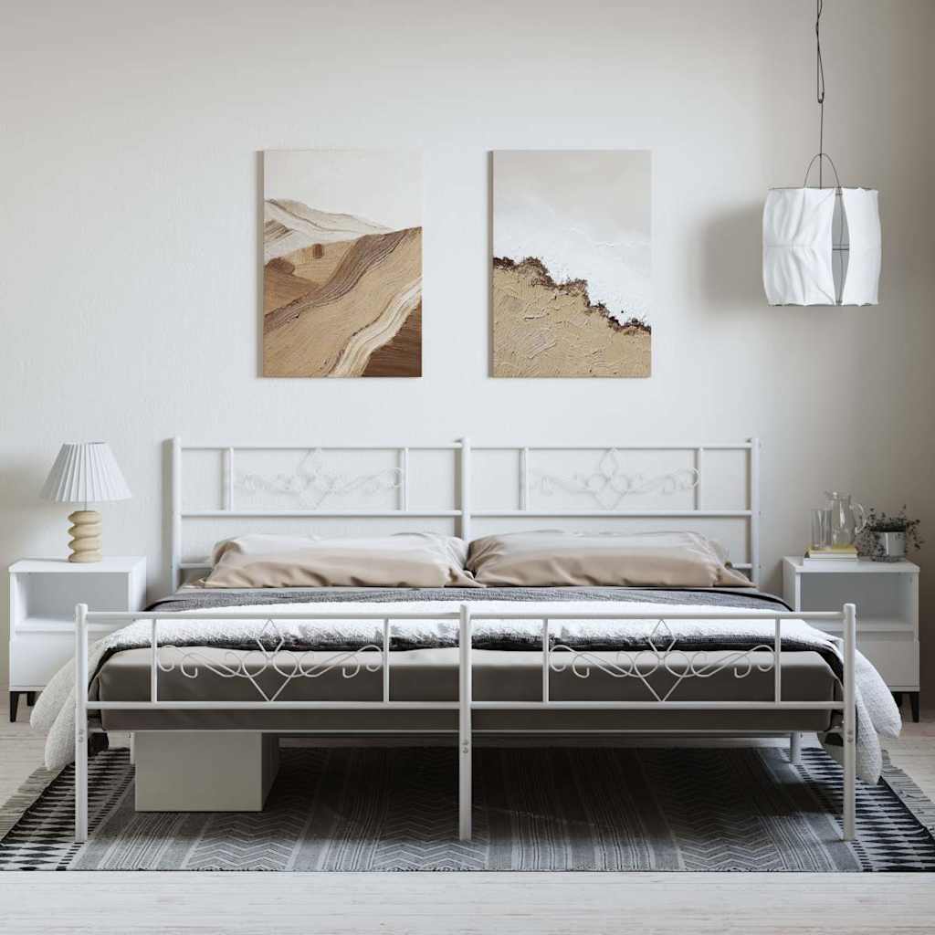 Metalni okvir kreveta uzglavlje i podnožje bijeli 193x203 cm
