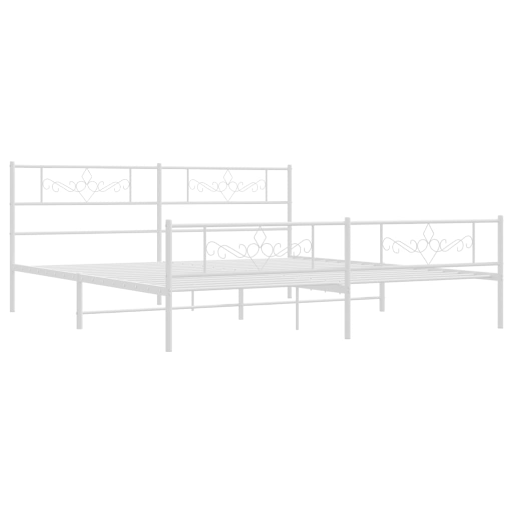 Metalni okvir kreveta uzglavlje i podnožje bijeli 200x200 cm