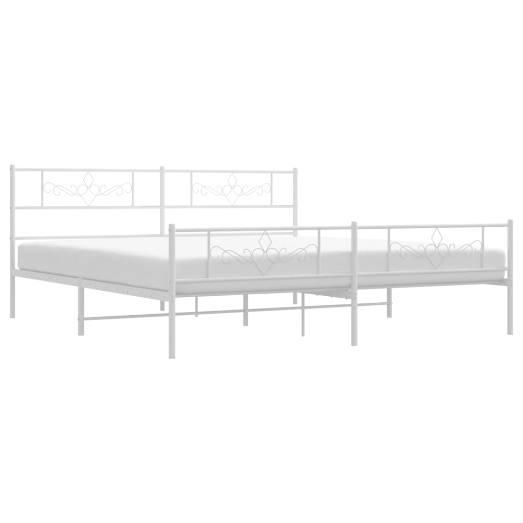 Metalni okvir kreveta uzglavlje i podnožje bijeli 200x200 cm