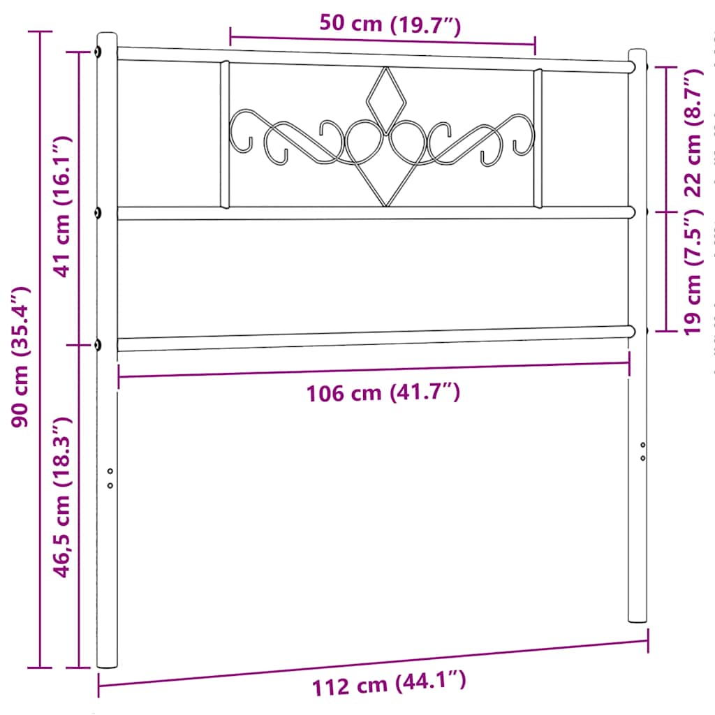 Metalno zamjensko uzglavlje bijelo 107 cm