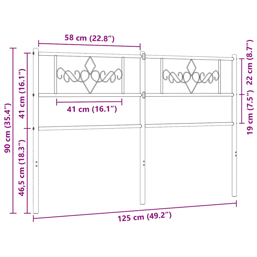 Metalno zamjensko uzglavlje bijelo 120 cm