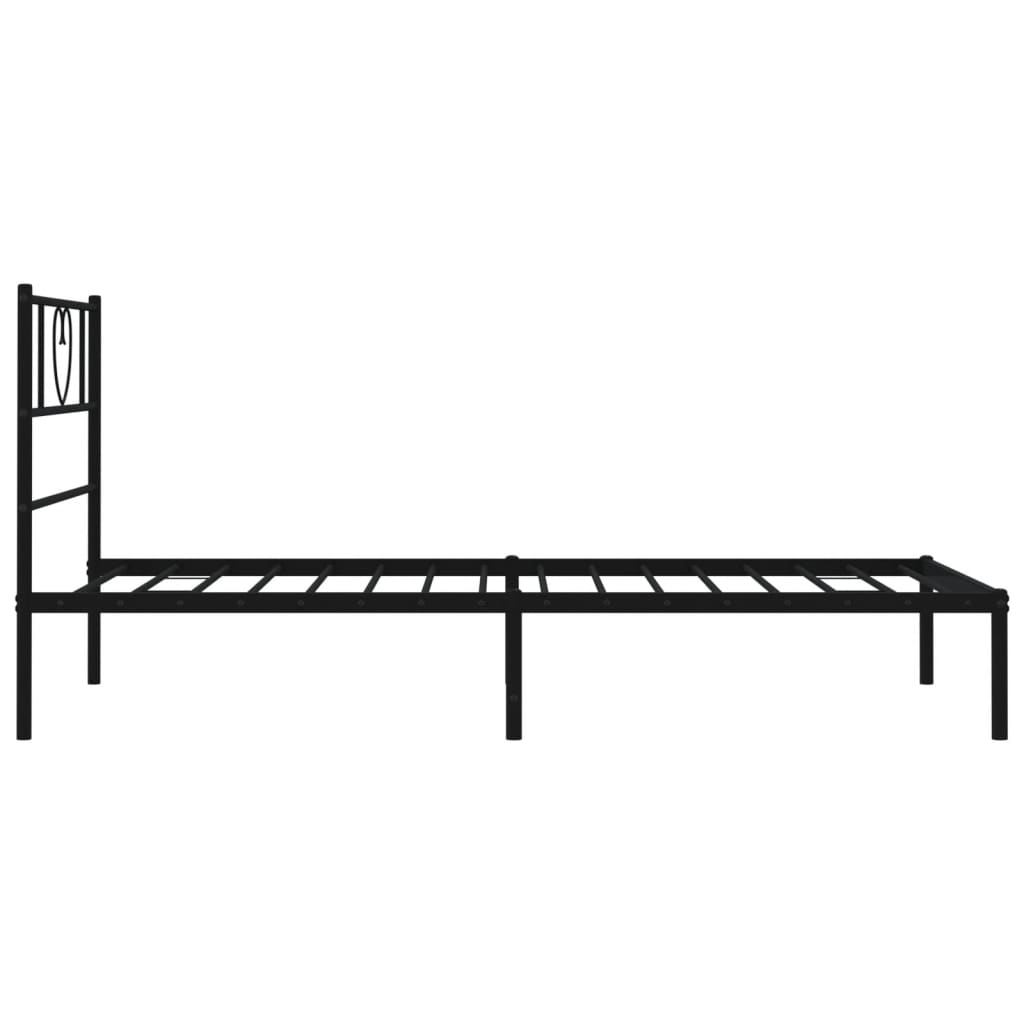 Metalni okvir za krevet s uzglavljem crni 75x190 cm