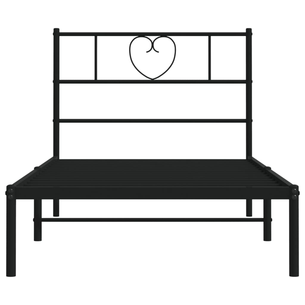 Metalni okvir za krevet s uzglavljem crni 80x200 cm