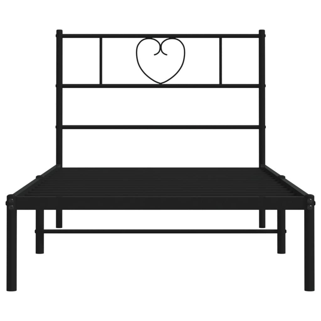 Metalni okvir za krevet s uzglavljem crni 90x190 cm