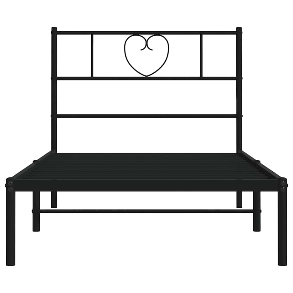 Metalni okvir za krevet s uzglavljem crni 100x190 cm