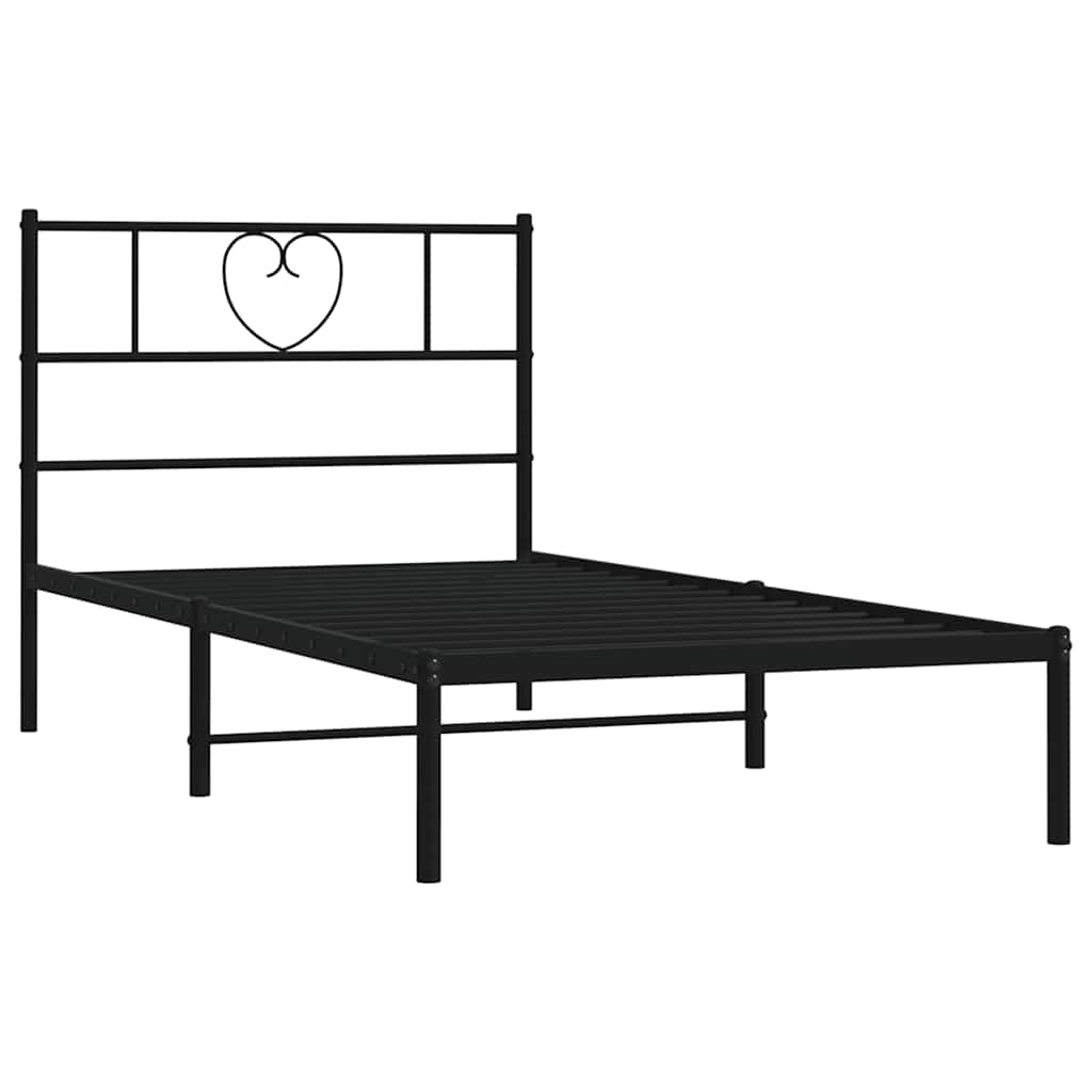 Metalni okvir za krevet s uzglavljem crni 100x200 cm