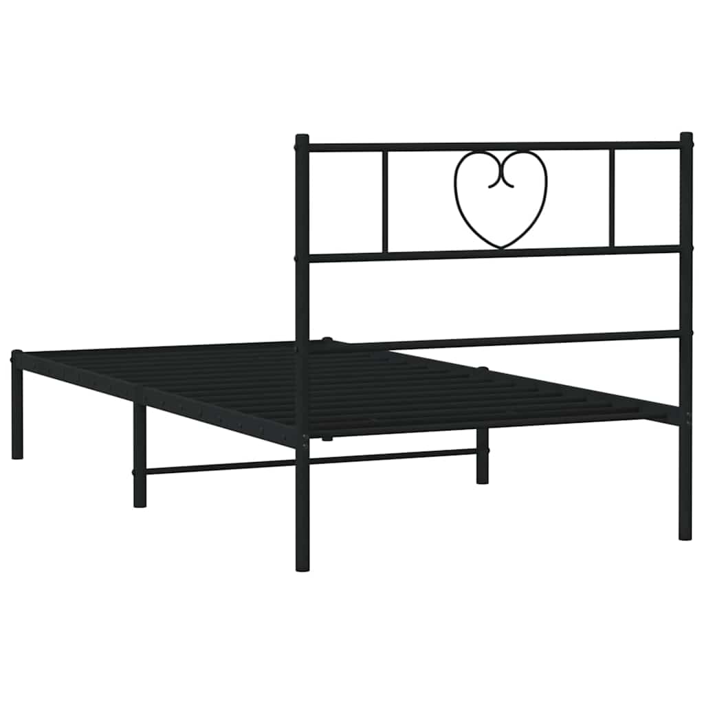 Metalni okvir za krevet s uzglavljem crni 100x200 cm