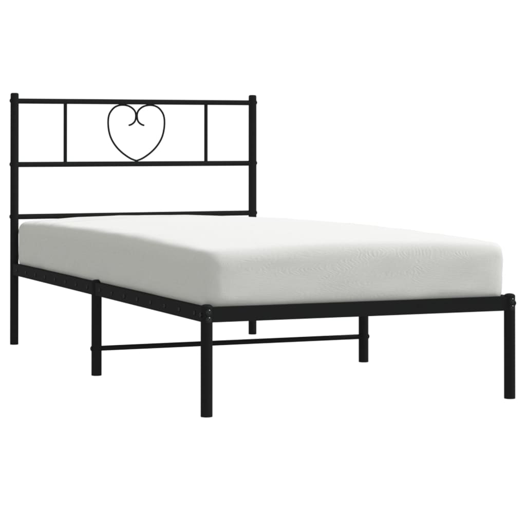 Metalni okvir za krevet s uzglavljem crni 107x203 cm