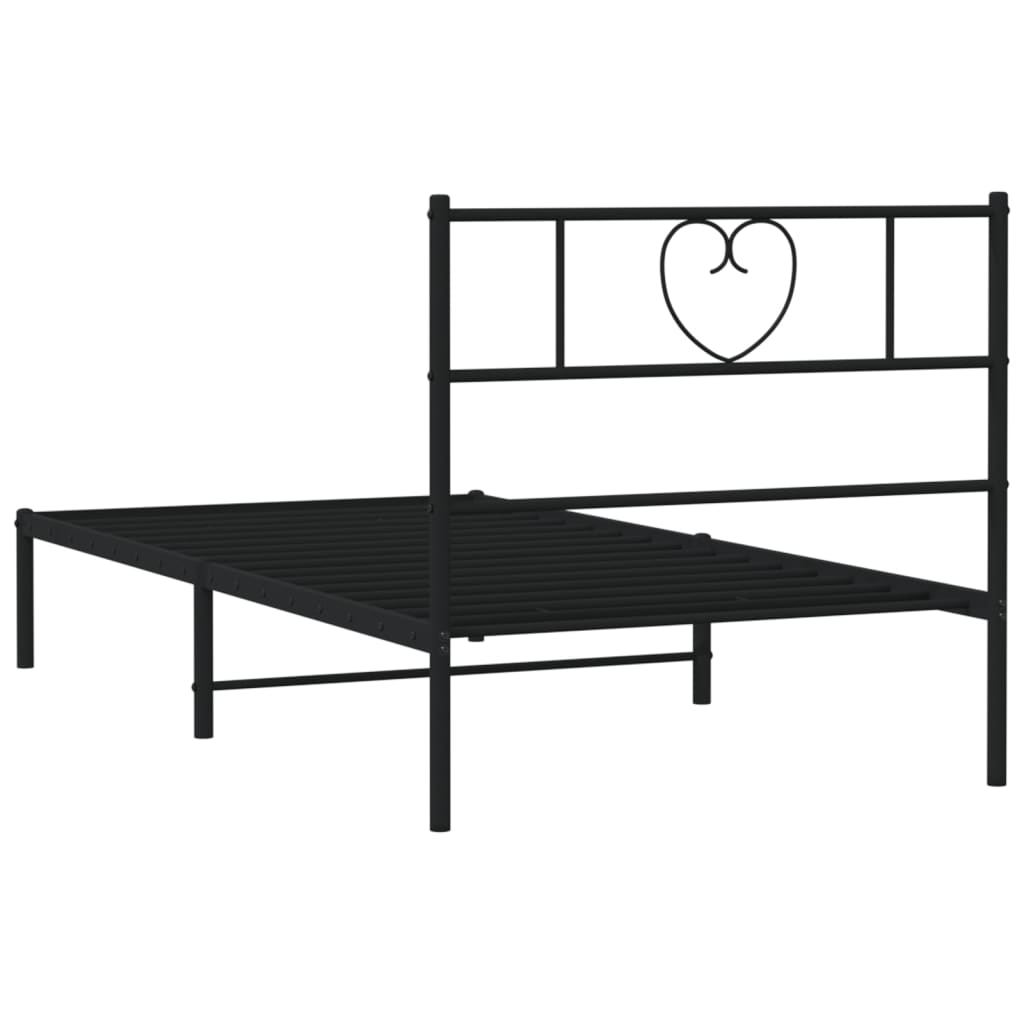 Metalni okvir za krevet s uzglavljem crni 107x203 cm