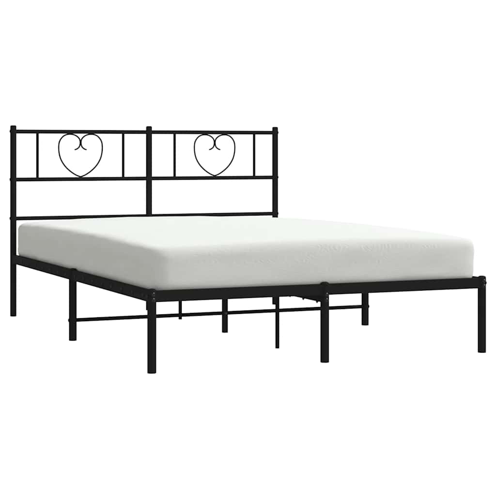 Metalni okvir za krevet s uzglavljem crni 135x190 cm