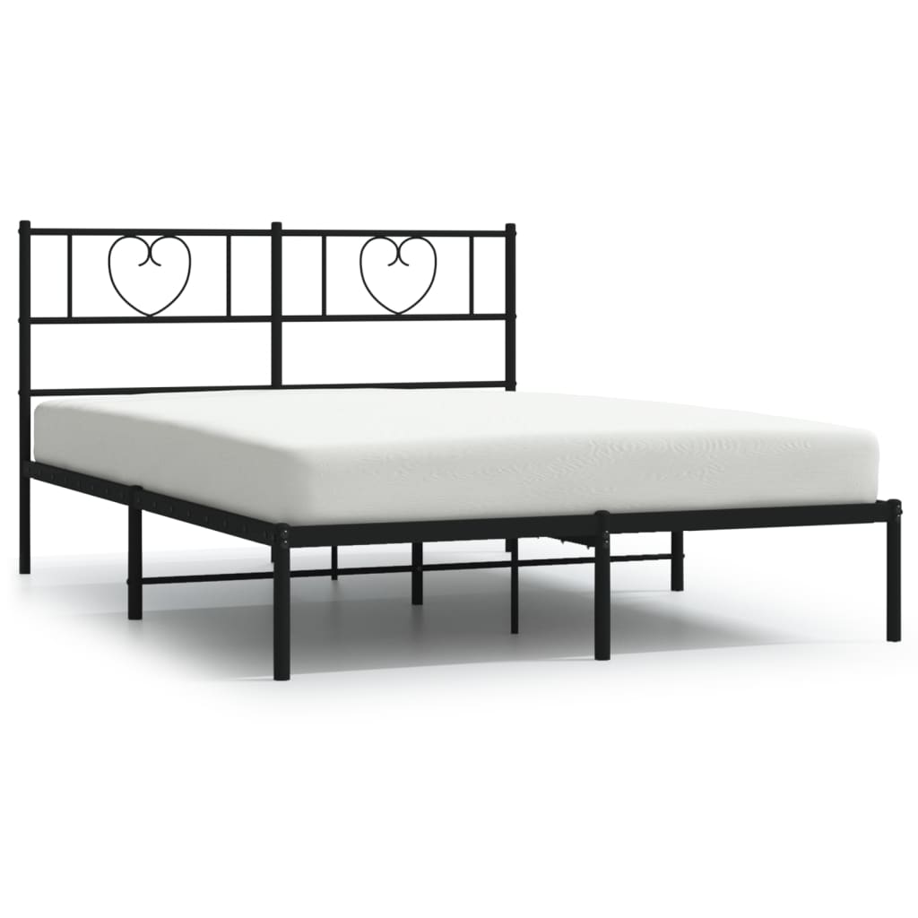 Metalni okvir za krevet s uzglavljem crni 140x190 cm