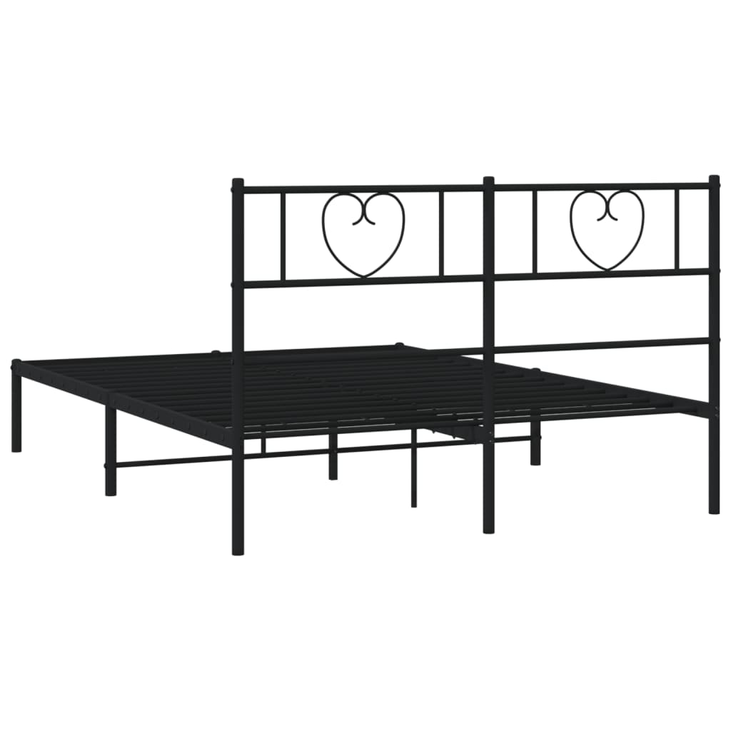 Metalni okvir za krevet s uzglavljem crni 140x190 cm