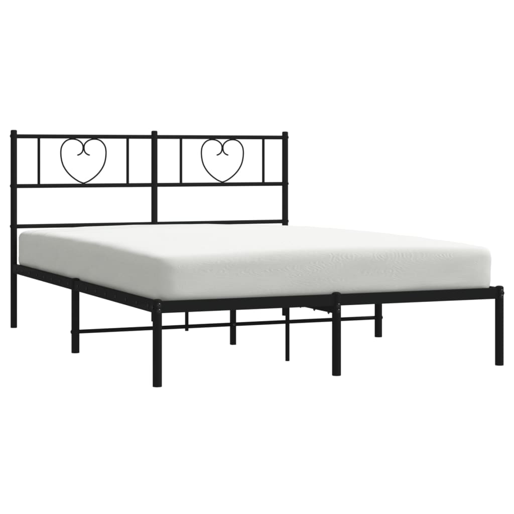 Metalni okvir za krevet s uzglavljem crni 140x200 cm