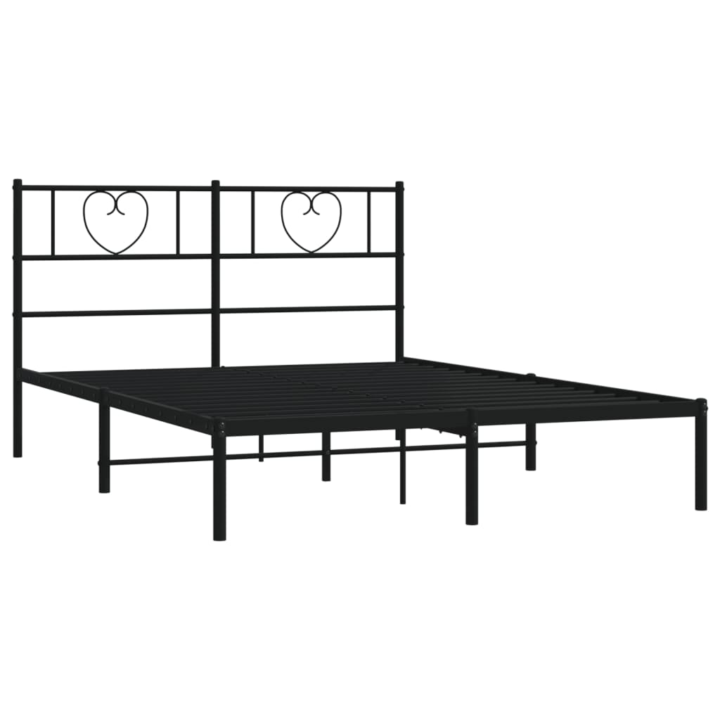 Metalni okvir za krevet s uzglavljem crni 140x200 cm