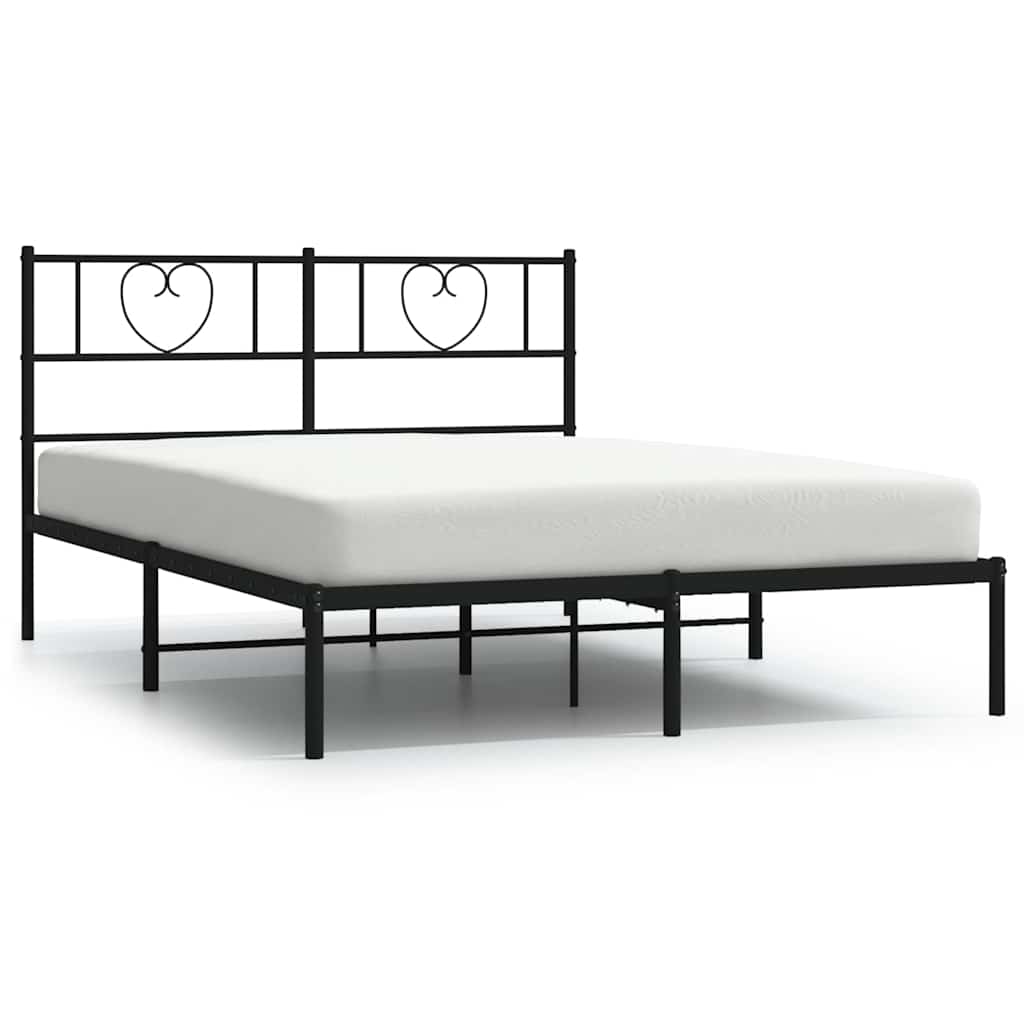 Metalni okvir za krevet s uzglavljem crni 150x200 cm
