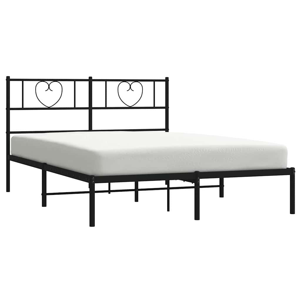 Metalni okvir za krevet s uzglavljem crni 150x200 cm