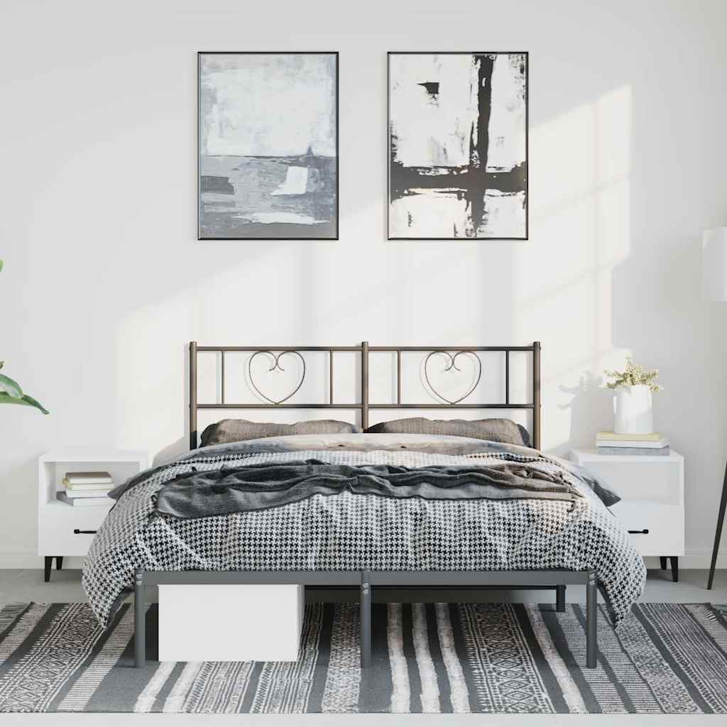 Metalni okvir za krevet s uzglavljem crni 150x200 cm
