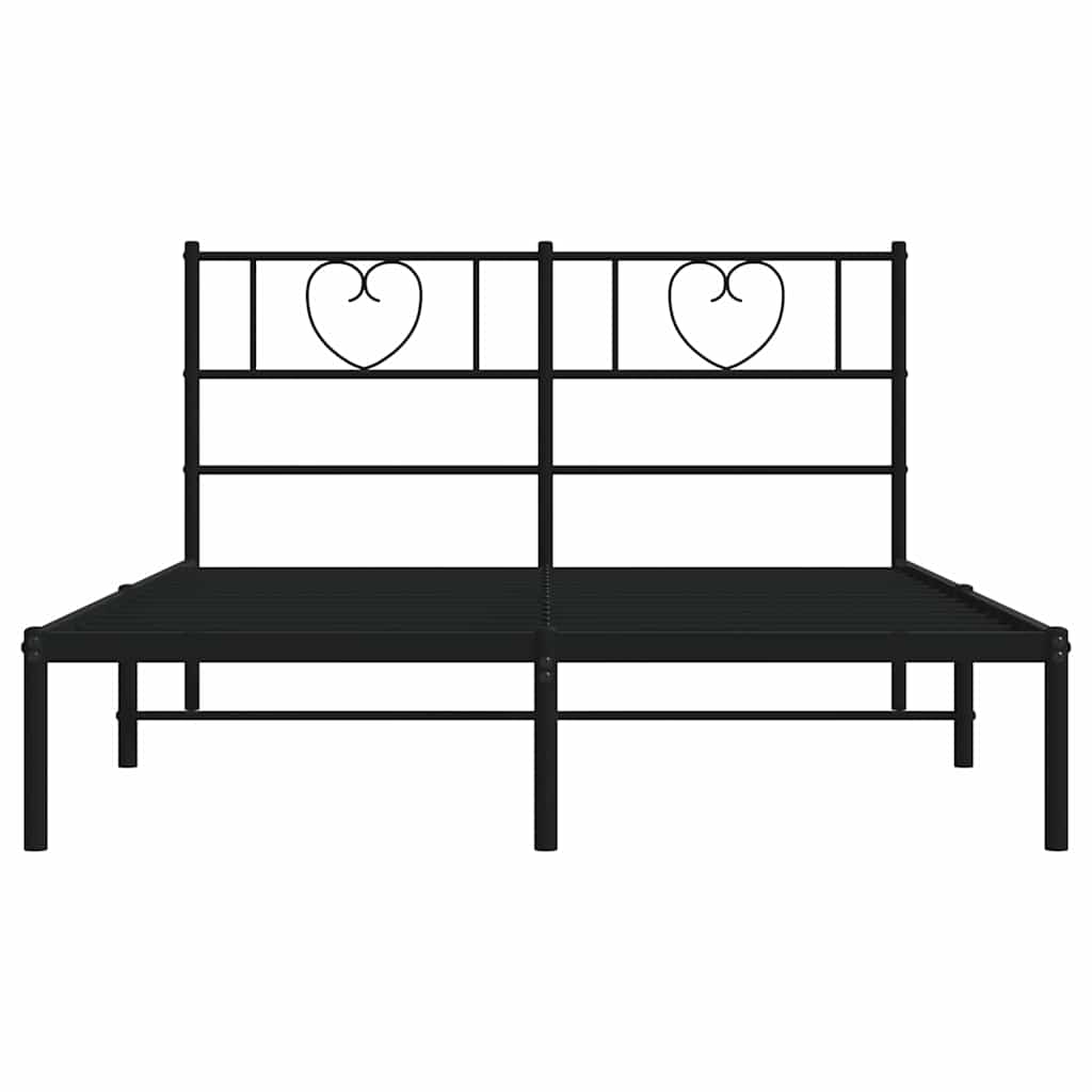 Metalni okvir za krevet s uzglavljem crni 150x200 cm