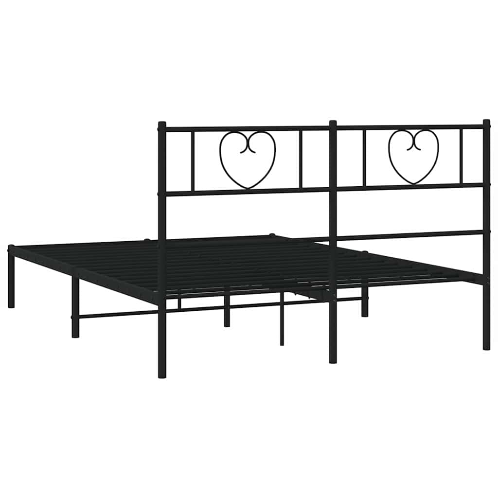 Metalni okvir za krevet s uzglavljem crni 150x200 cm