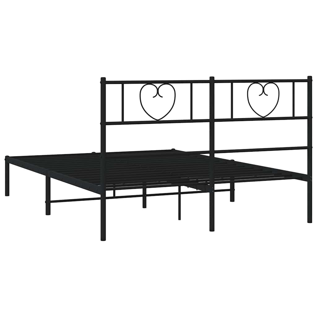 Metalni okvir za krevet s uzglavljem crni 160x200 cm