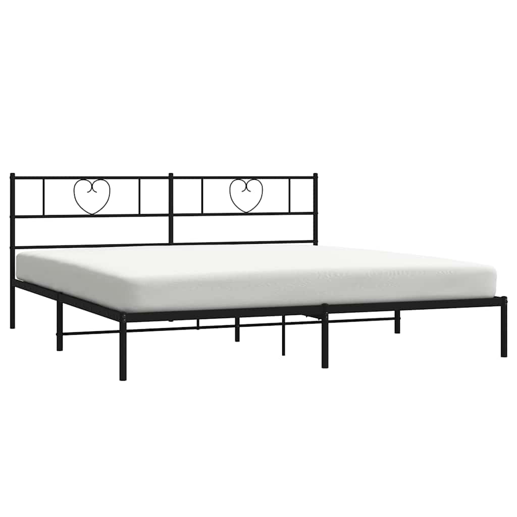 Metalni okvir za krevet s uzglavljem crni 180x200 cm
