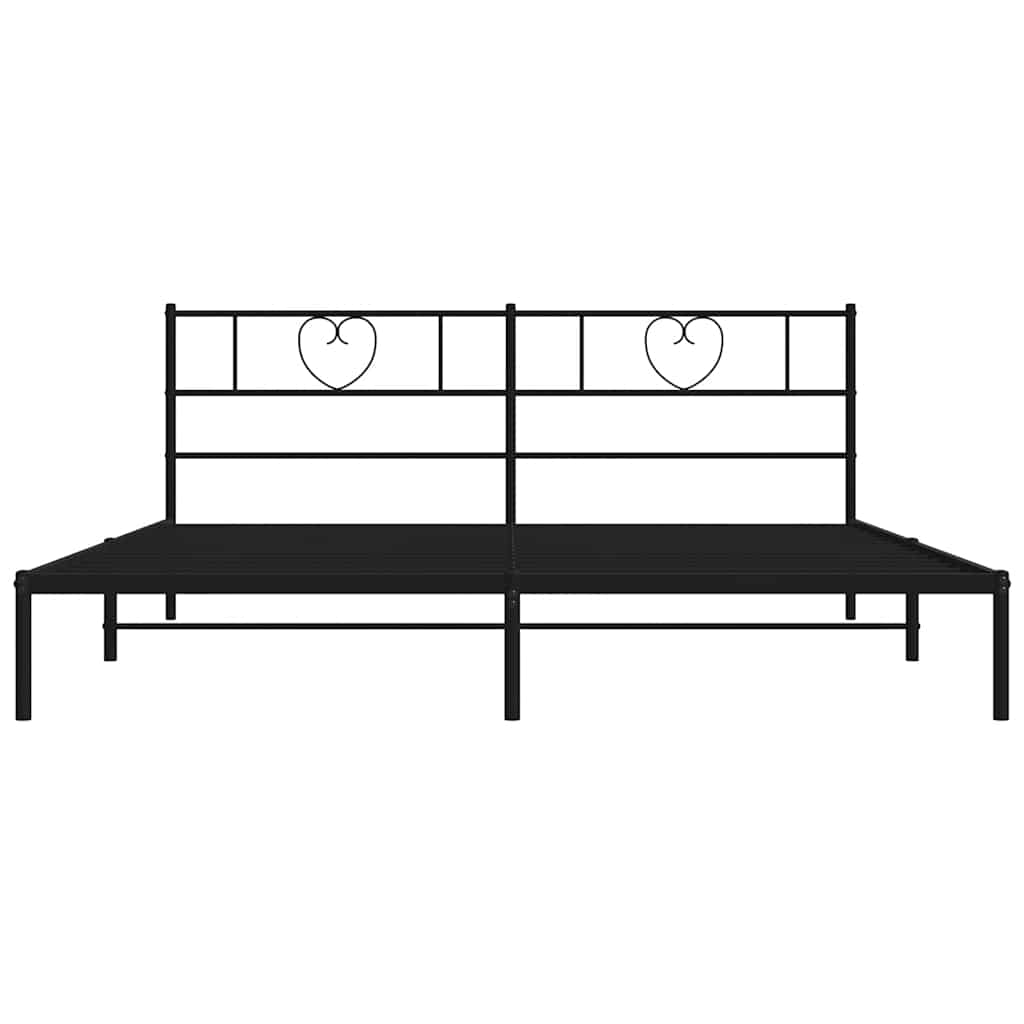 Metalni okvir za krevet s uzglavljem crni 180x200 cm