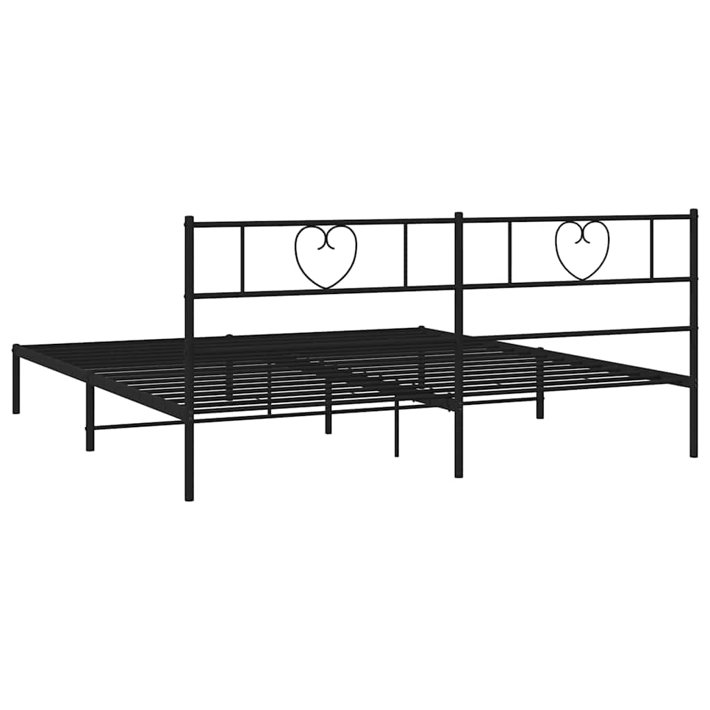 Metalni okvir za krevet s uzglavljem crni 180x200 cm