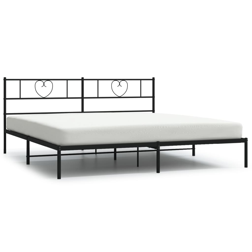 Metalni okvir za krevet s uzglavljem crni 200x200 cm