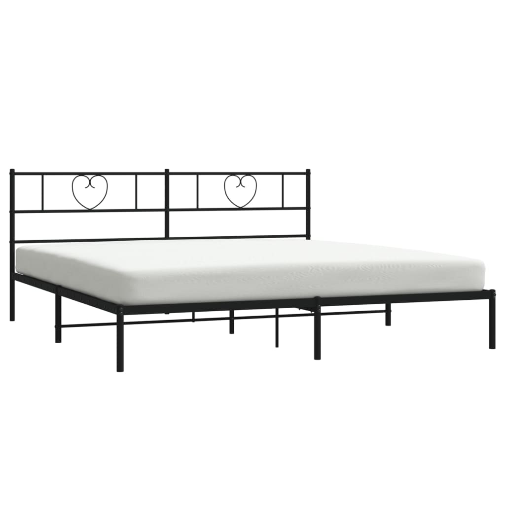 Metalni okvir za krevet s uzglavljem crni 200x200 cm