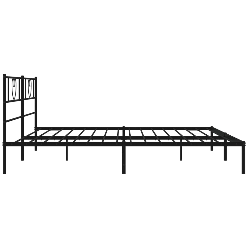Metalni okvir za krevet s uzglavljem crni 200x200 cm